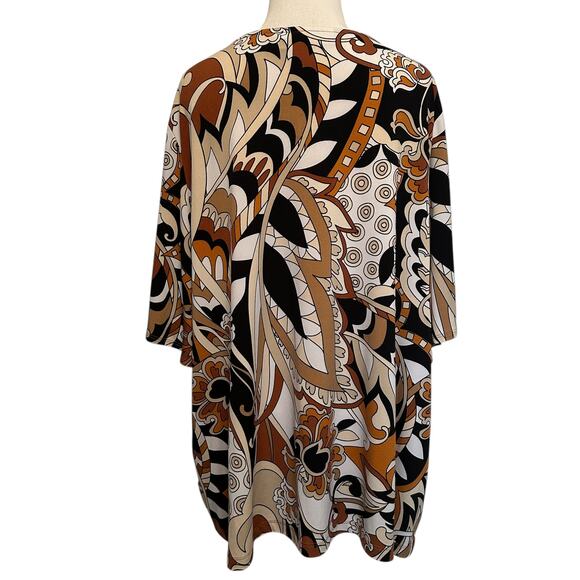Susan Graver Liquid Knit Tunic Womens Size 2X Brown Abstract Geo Paisley Top - Picture 2 of 7